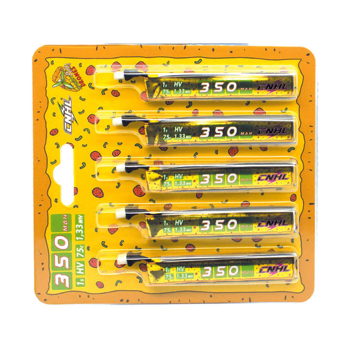 CNHL Pizza Series 350mAh 3.8V 1S 75C LiPo Battery (BT2.0 Plug) 5 pack - Image 4