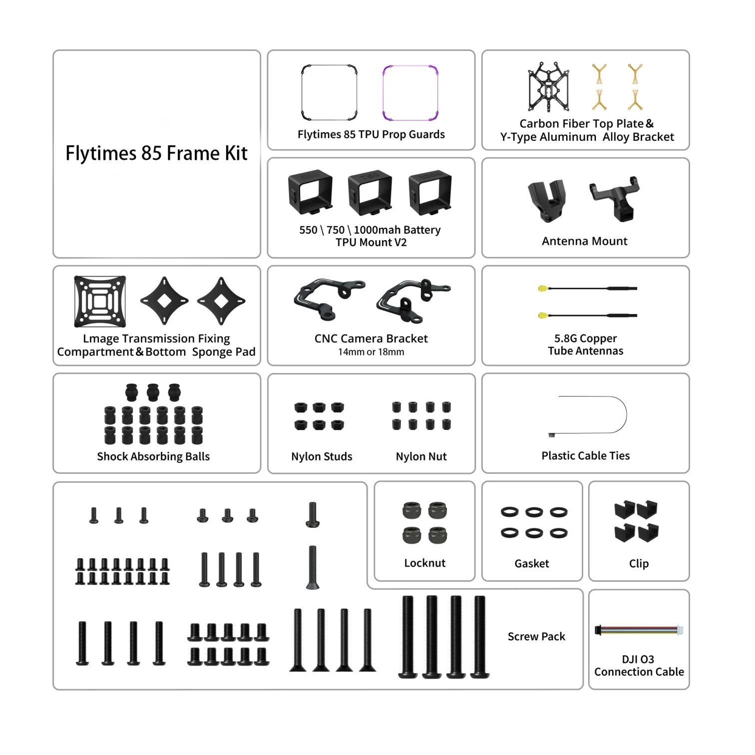 Flywoo FlyTimes 85 Frame Kit – o4/O3 Lite (18mm) - Image 7
